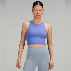 logo elastic everlux shelf tank top open back wild indigo